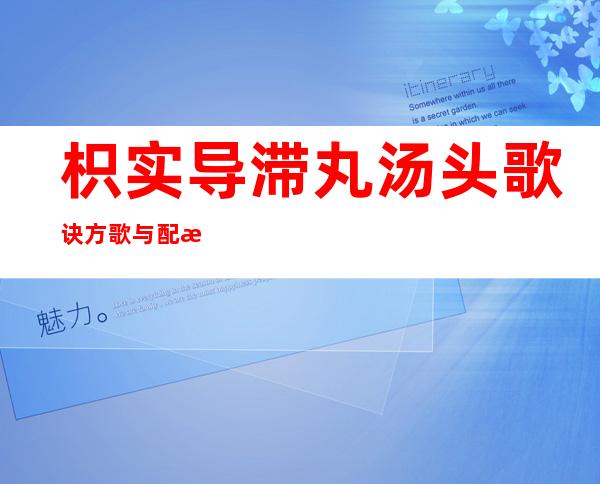 枳实导滞丸汤头歌诀方歌与配方组成_来源、用法与临床应用