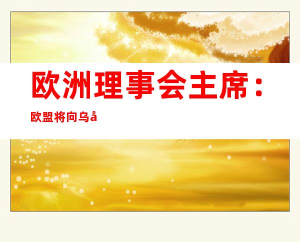 欧洲理事会主席：欧盟将向乌克兰提供90亿欧元援助资金