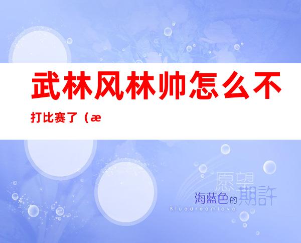 武林风林帅怎么不打比赛了（武林风林帅的比赛视频）