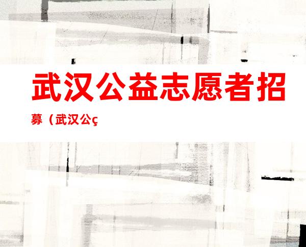 武汉公益志愿者招募（武汉公益志愿者协会）