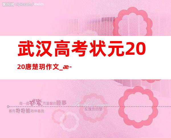 武汉高考状元2020唐楚玥作文_武汉高考状元2020唐楚玥笔记