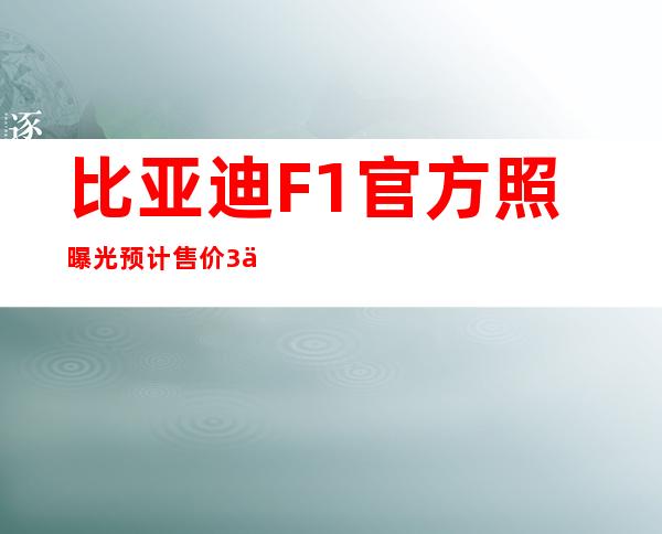 比亚迪F1官方照曝光 预计售价3万元左右|汽车|原创|汽车报价|汽车评测|汽车试驾|买车网