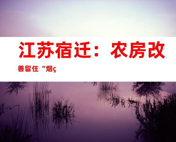 江苏宿迁：农房改善留住“烟火气” 传承“美丽乡愁”