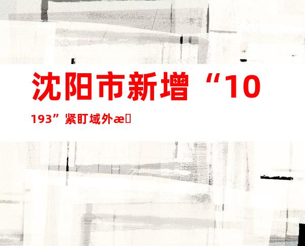 沈阳市新增“10+193” 紧盯域外来（返）沈人员管控