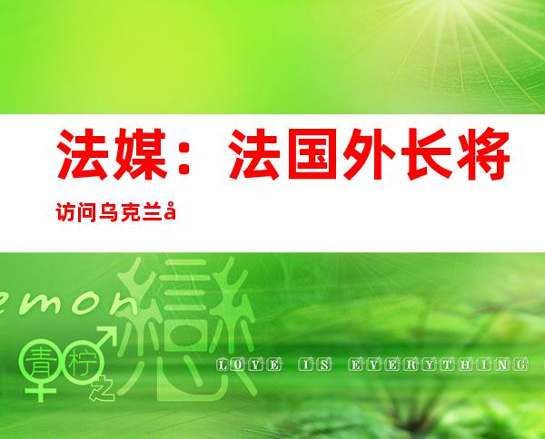 法媒：法国外长将访问乌克兰 并与泽连斯基会面