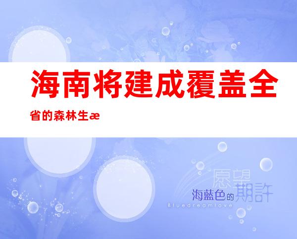 海南将建成覆盖全省的森林生态系统碳汇监测体系