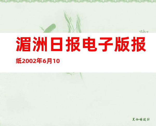 湄洲日报电子版报纸2002年6月10日（湄洲日报电子版 壶山学苑）