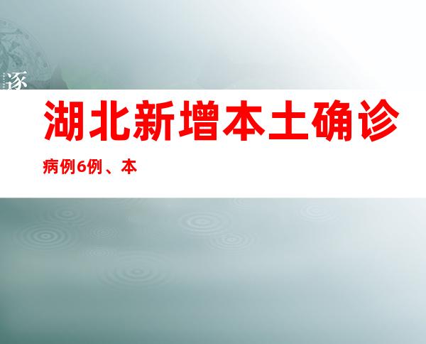 湖北新增本土确诊病例6例、本土无症状熏染者325例