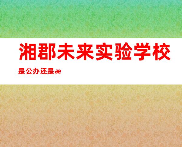 湘郡未来实验学校是公办还是民办(湘郡未来实验学校2022年招生)