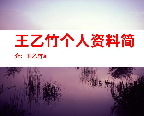 王乙竹个人资料简介：王乙竹为什么没火起来