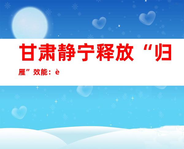 甘肃静宁释放“归雁”效能：表彰先进招才引智觅发展