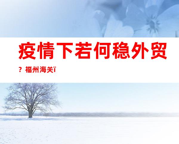 疫情下若何稳外贸？福州海关：守国门，保市场主体