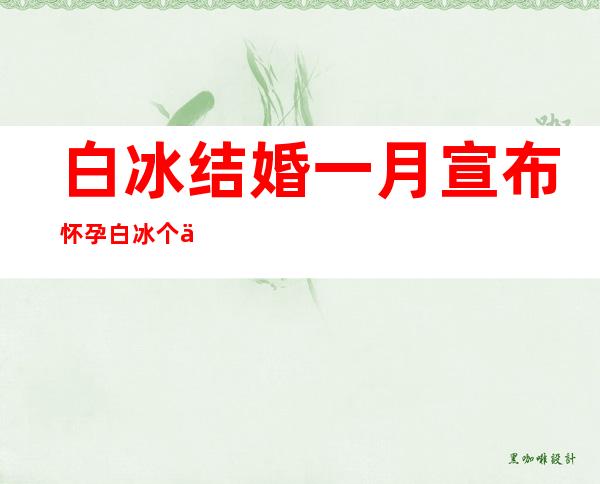 白冰结婚一月宣布怀孕白冰个人资料和照片