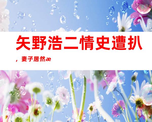 矢野浩二情史遭扒，妻子居然是傅晶?