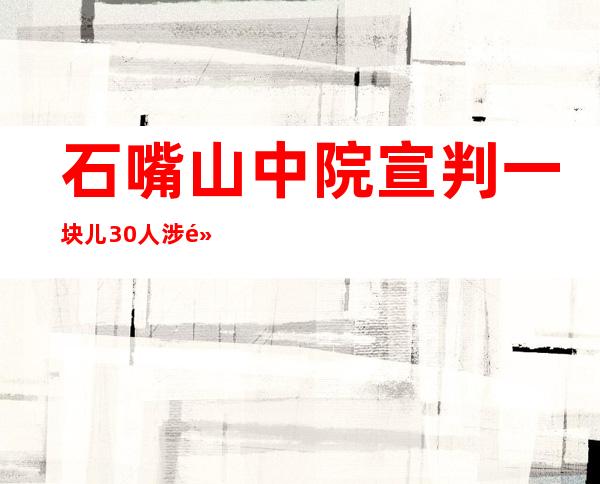 石嘴山中院宣判一块儿30人涉黑组织犯法案 组织、向导者数罪并罚被判无期