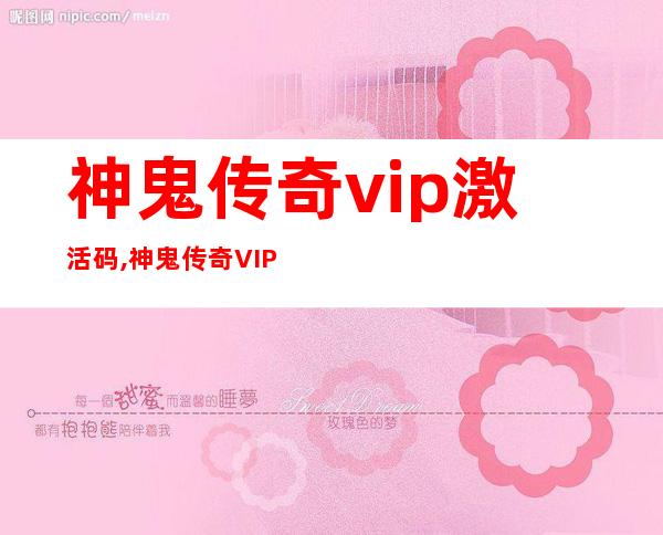 神鬼传奇vip激活码,神鬼传奇VIP码特权激活指南