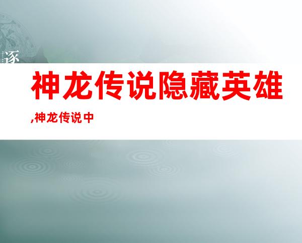 神龙传说隐藏英雄,神龙传说中的暗藏英雄重新揭示