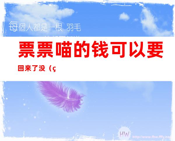 票票喵的钱可以要回来了没（票票喵杭州公安最新消息）