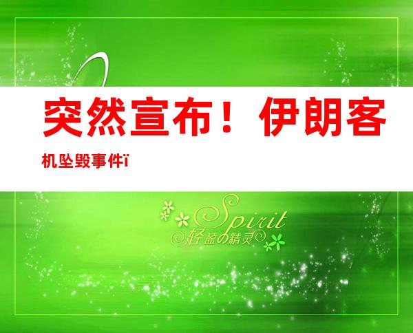 突然宣布！伊朗客机坠毁事件，背后真相太诡异！！