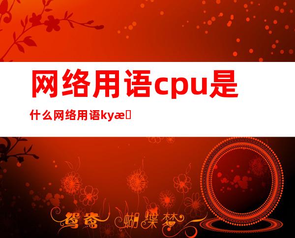 网络用语cpu是什么 网络用语ky是什么意思