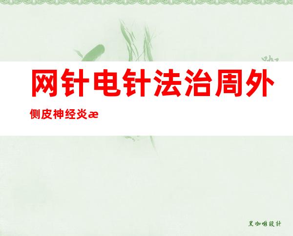 网针电针法治周外侧皮神经炎方法、配方和效果体会