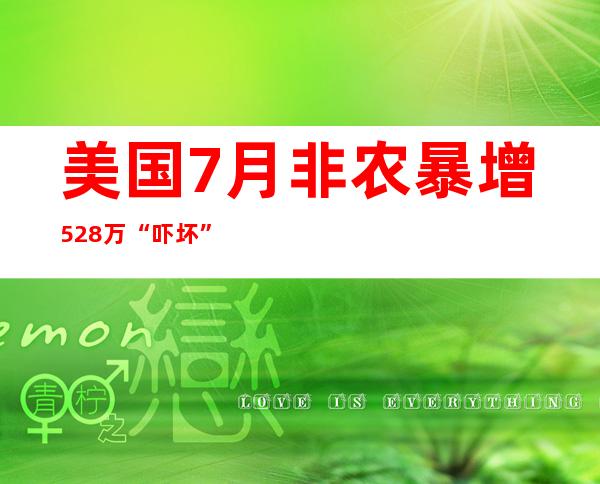 美国7月非农暴增52.8万“吓坏”市场！美联储再获紧缩“弹药”