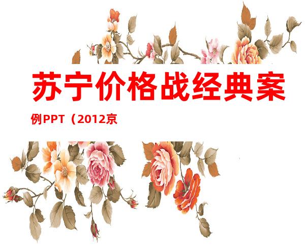 苏宁价格战经典案例PPT（2012京东和苏宁价格战）