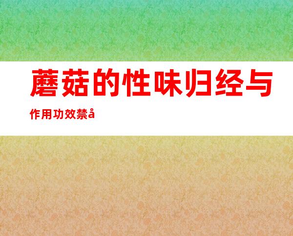 蘑菇的性味归经与作用功效禁忌_营养价值与成分药理