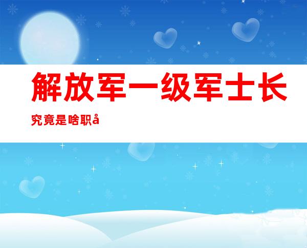 解放军一级军士长究竟是啥职务 真比将军还少吗？