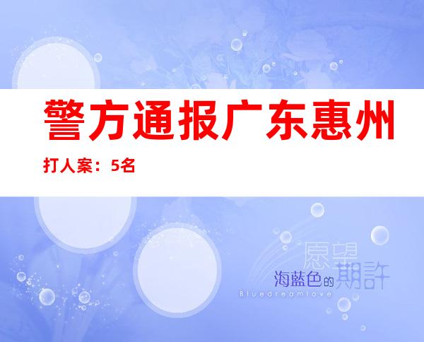 警方通报广东惠州打人案：5名嫌疑人已全部抓捕归案