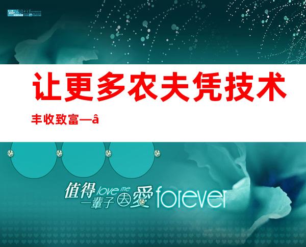 让更多农夫凭技术丰收致富——首次天下农夫技术年夜赛现场察看