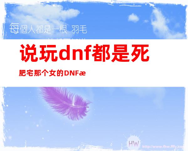 说玩dnf都是死肥宅那个女的 DNF死肥宅视频