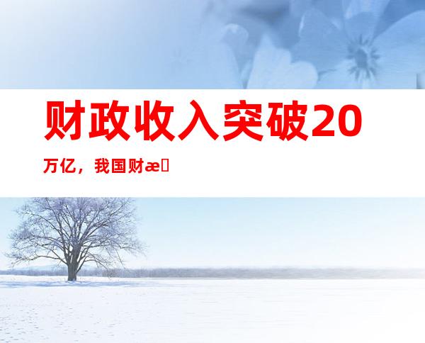 财政收入突破20万亿，我国财政收入主要来源于哪里？