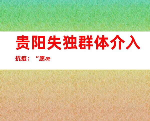 贵阳失独群体介入抗疫：“愿活成孩子们但愿的模样”