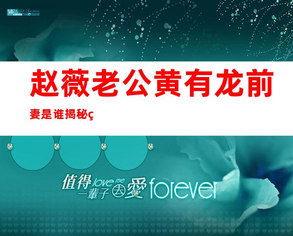 赵薇老公黄有龙前妻是谁揭秘 网友:背景惊人实力雄厚