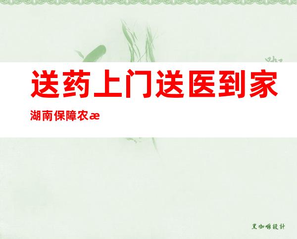 送药上门 送医到家 湖南保障农村地区群众就医需求