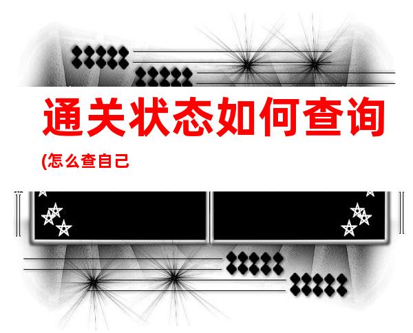 通关状态如何查询(怎么查自己的通关信息)