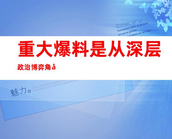 重大爆料是从深层政治博弈角度看这只海康威视黑天鹅