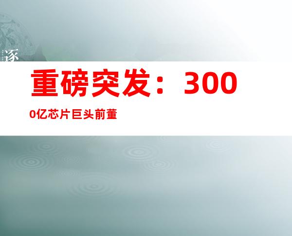 重磅突发：3000亿芯片巨头前董事长被查？号称＂芯片狂人＂