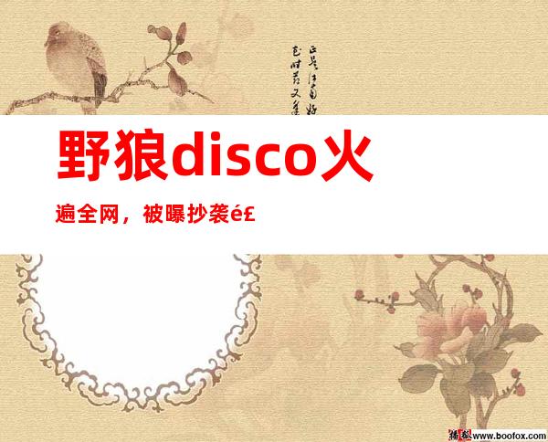 野狼disco火遍全网，被曝抄袭风波后来怎么样了？