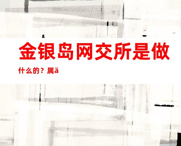 金银岛网交所是做什么的？属于哪个公司？金银岛网交所简介