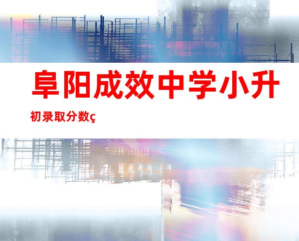 阜阳成效中学小升初录取分数线2021（阜阳成效中学小升初录取分数线2022）