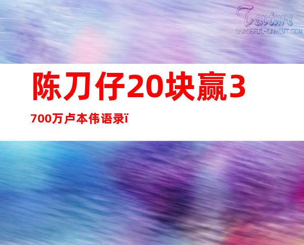 陈刀仔20块赢3700万卢本伟语录（卢本伟语录你问我在干嘛）