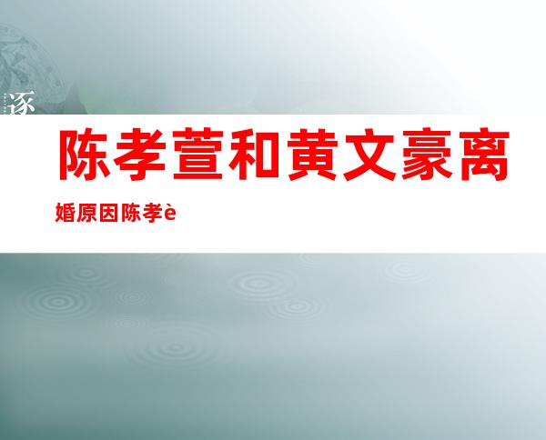 陈孝萱和黄文豪离婚原因 陈孝萱和吴宗宪交往经历