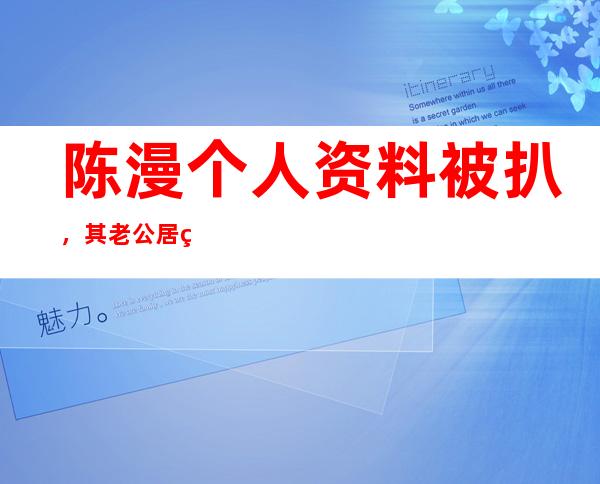 陈漫个人资料被扒，其老公居然也是做这个的