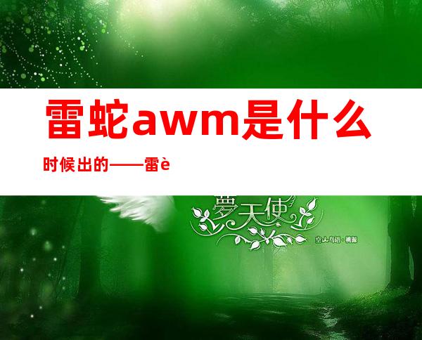 雷蛇awm是什么时候出的——雷蛇awm怎么获得