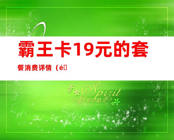 霸王卡19元的套餐消费详情（霸王卡定向流量都包括什么）