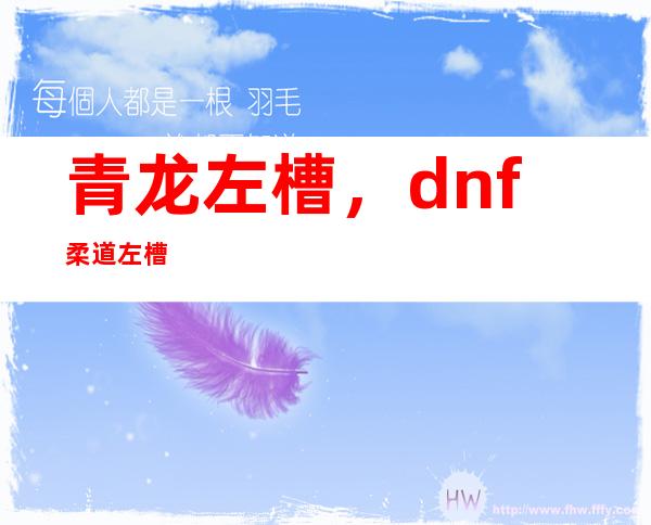 青龙左槽，dnf柔道左槽