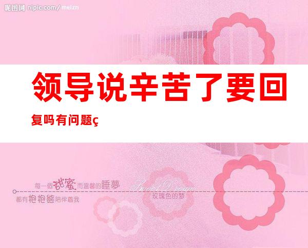 领导说辛苦了要回复吗有问题的化可以随时找我哦——领导说辛苦了怎么回复显得高情商