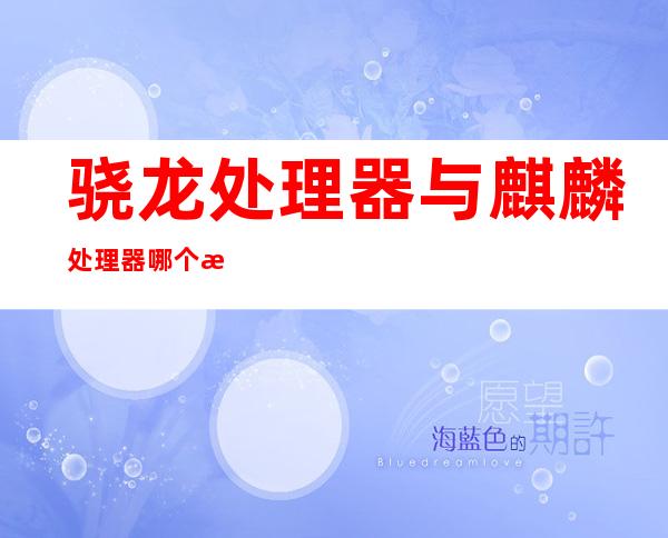 骁龙处理器与麒麟处理器哪个更好_麒麟处理器和骁龙处理器哪个好